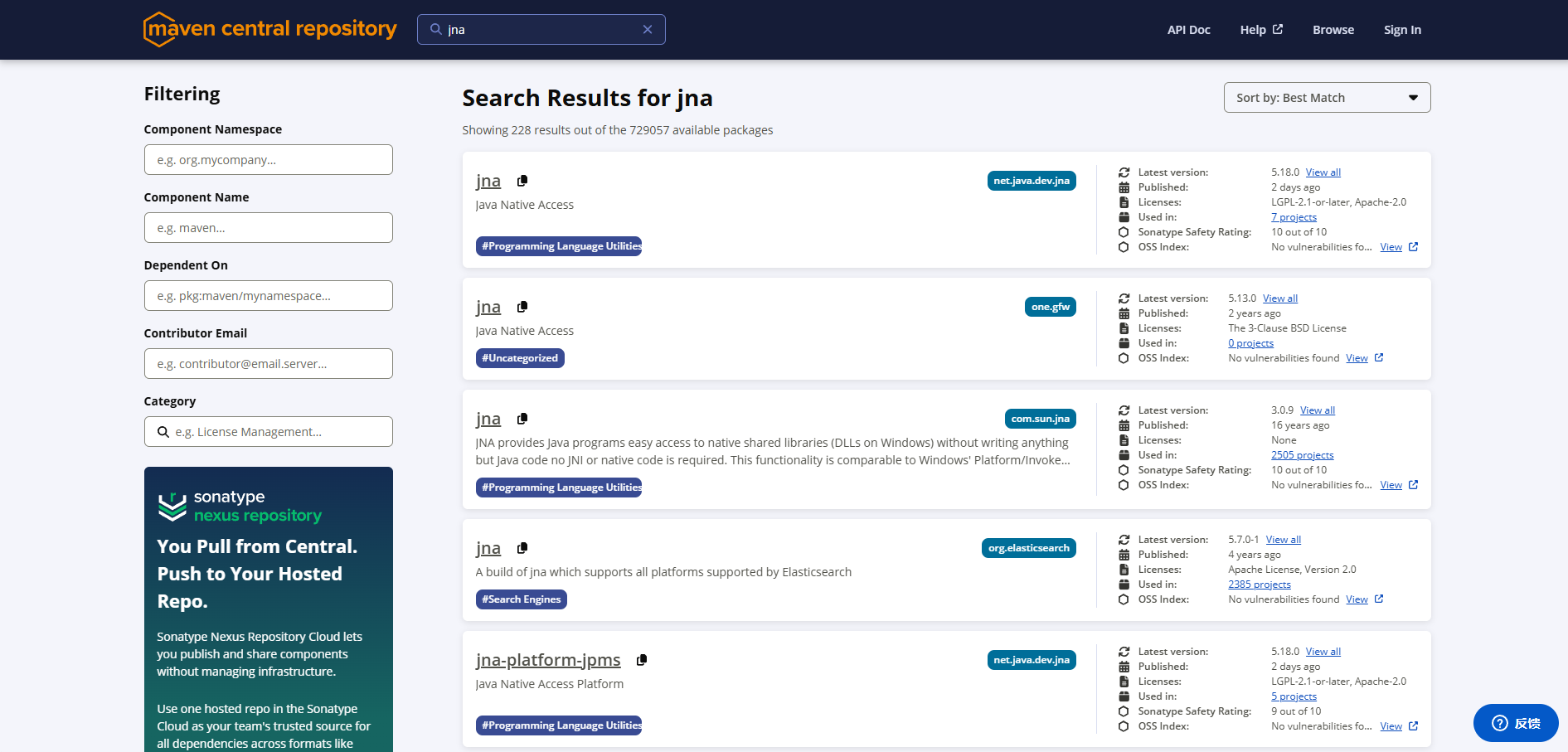Maven 依赖包查询网址